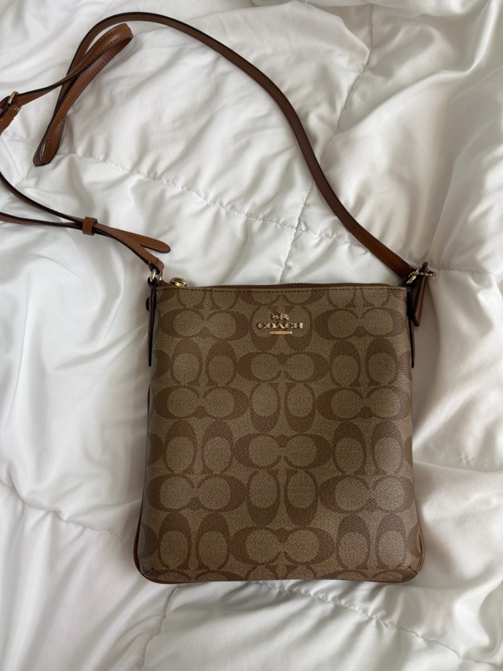 Coach Brown Signature Crossbody Shoulder Bag